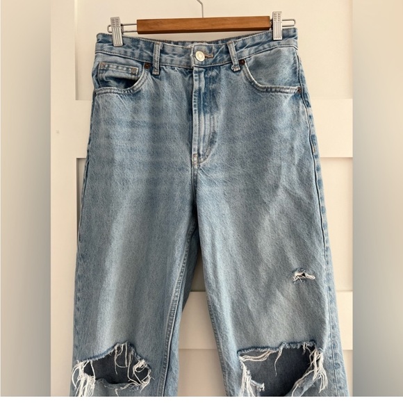 Zara TRF Ripped wide leg jeans size 6 - Picture 6 of 13